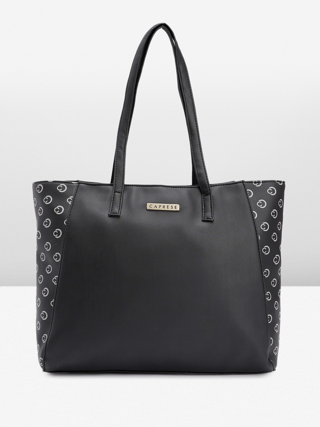 

Caprese Brand Logo Print Structured Shoulder Bag, Black
