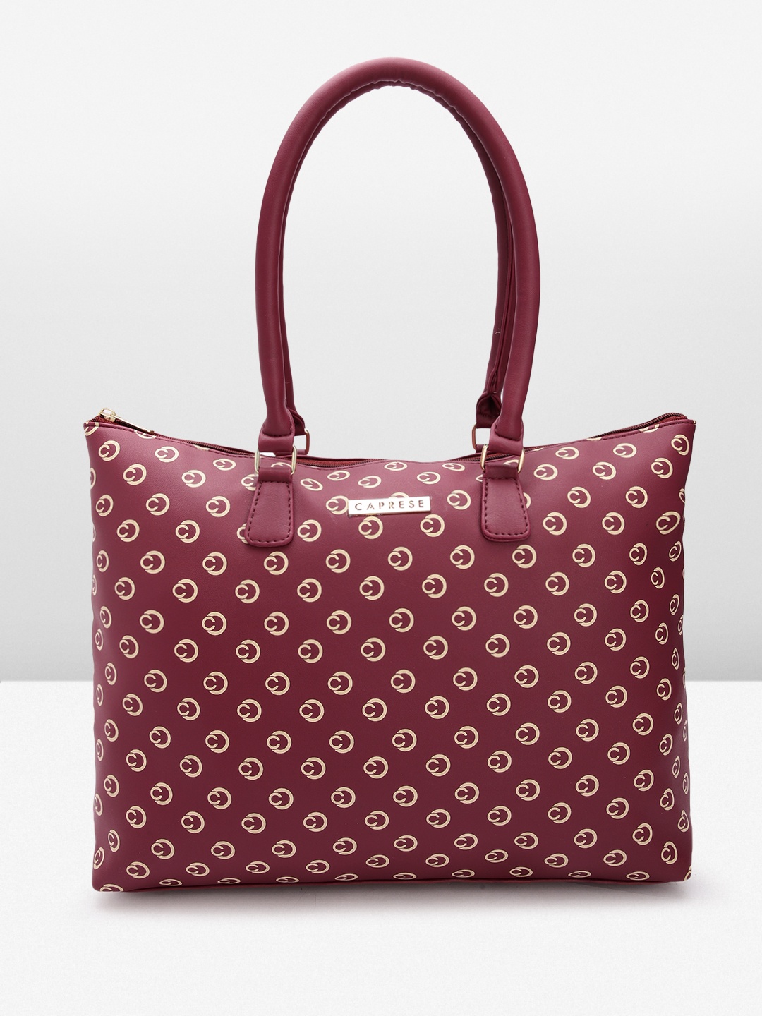 

Caprese Geometric Printed Structured Shoulder Bag, Maroon