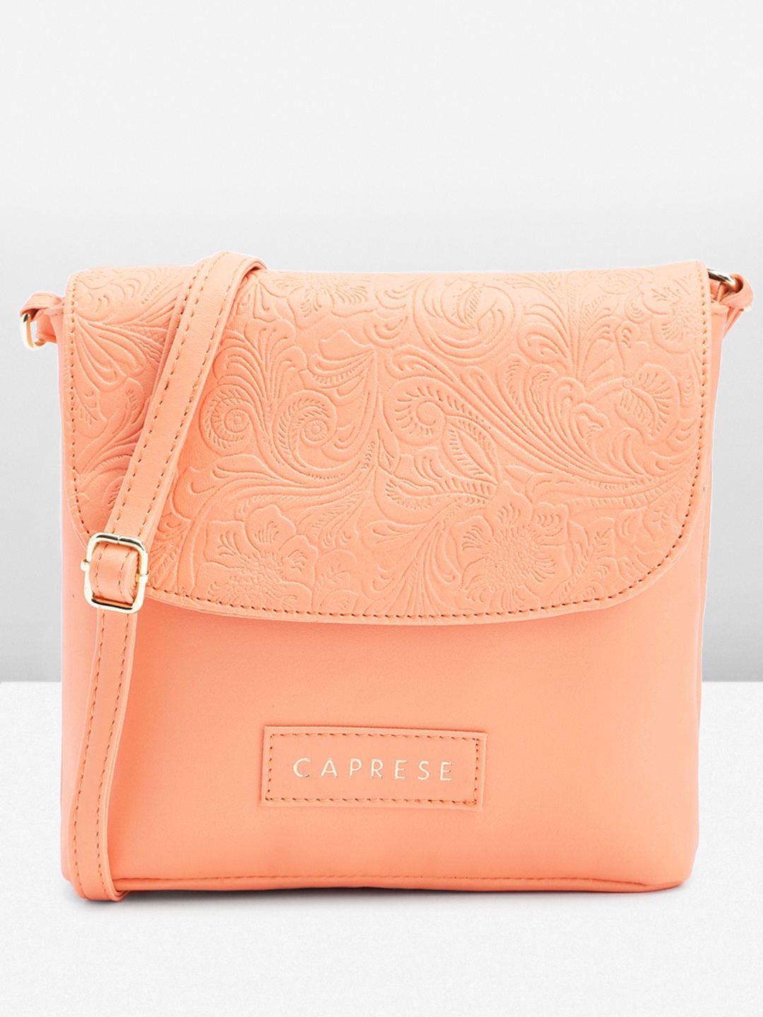 

Caprese Floral Textured Sling Bag, Peach