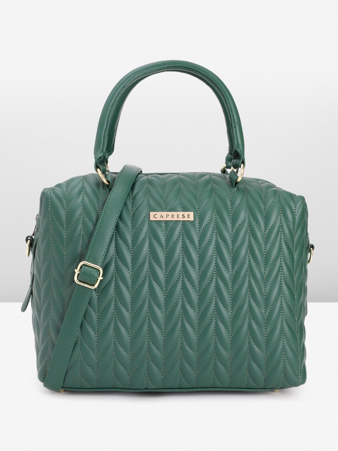 

Caprese Floral Textured Structured Handheld Bag, Green
