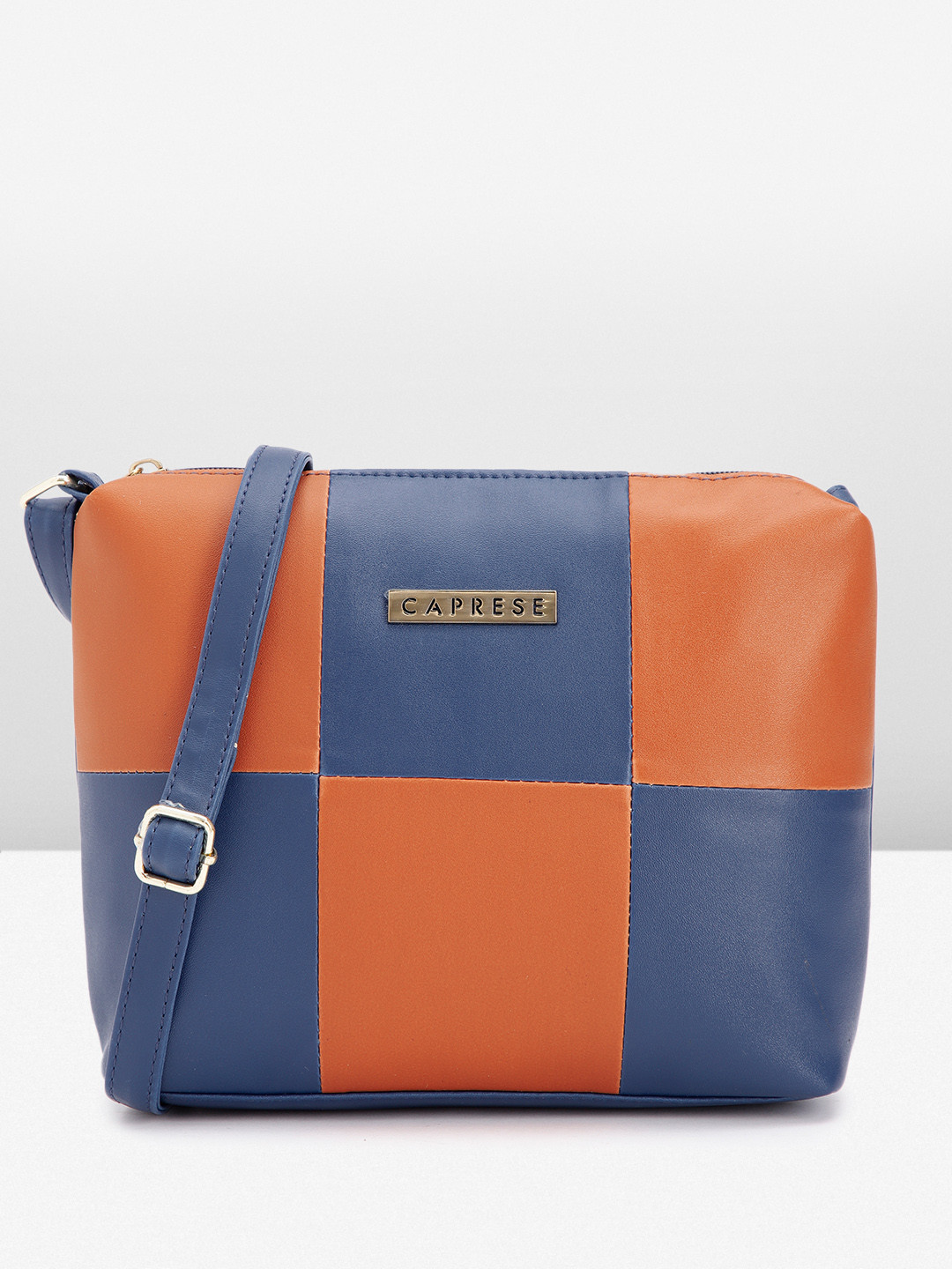 

Caprese Colourblocked Structured Sling Bag, Blue