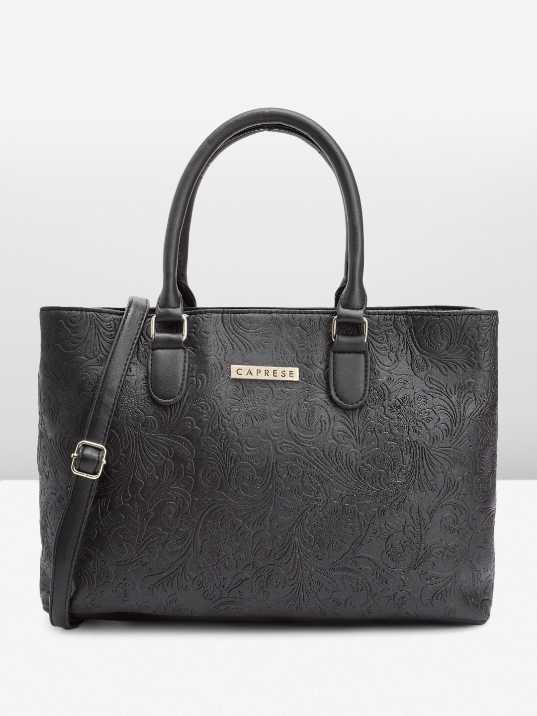 

Caprese Floral Design Structured Handheld Bag, Black