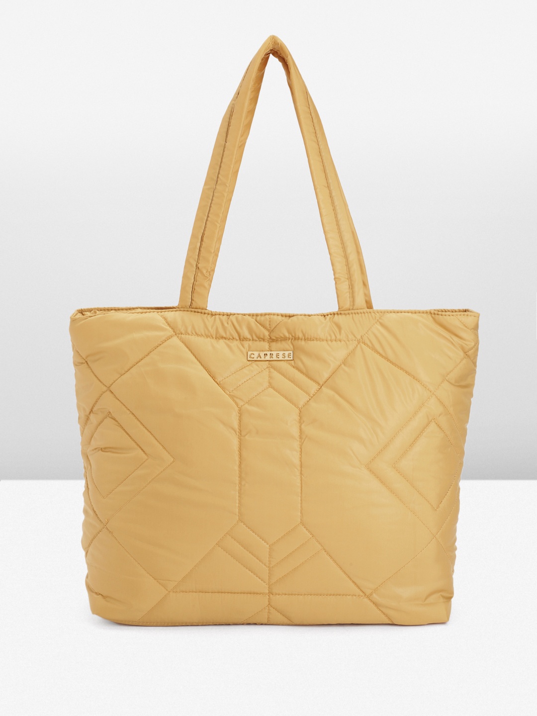 

Caprese CLARA Self Design Oversized Shoulder Bag with Quilted Detail, Brown