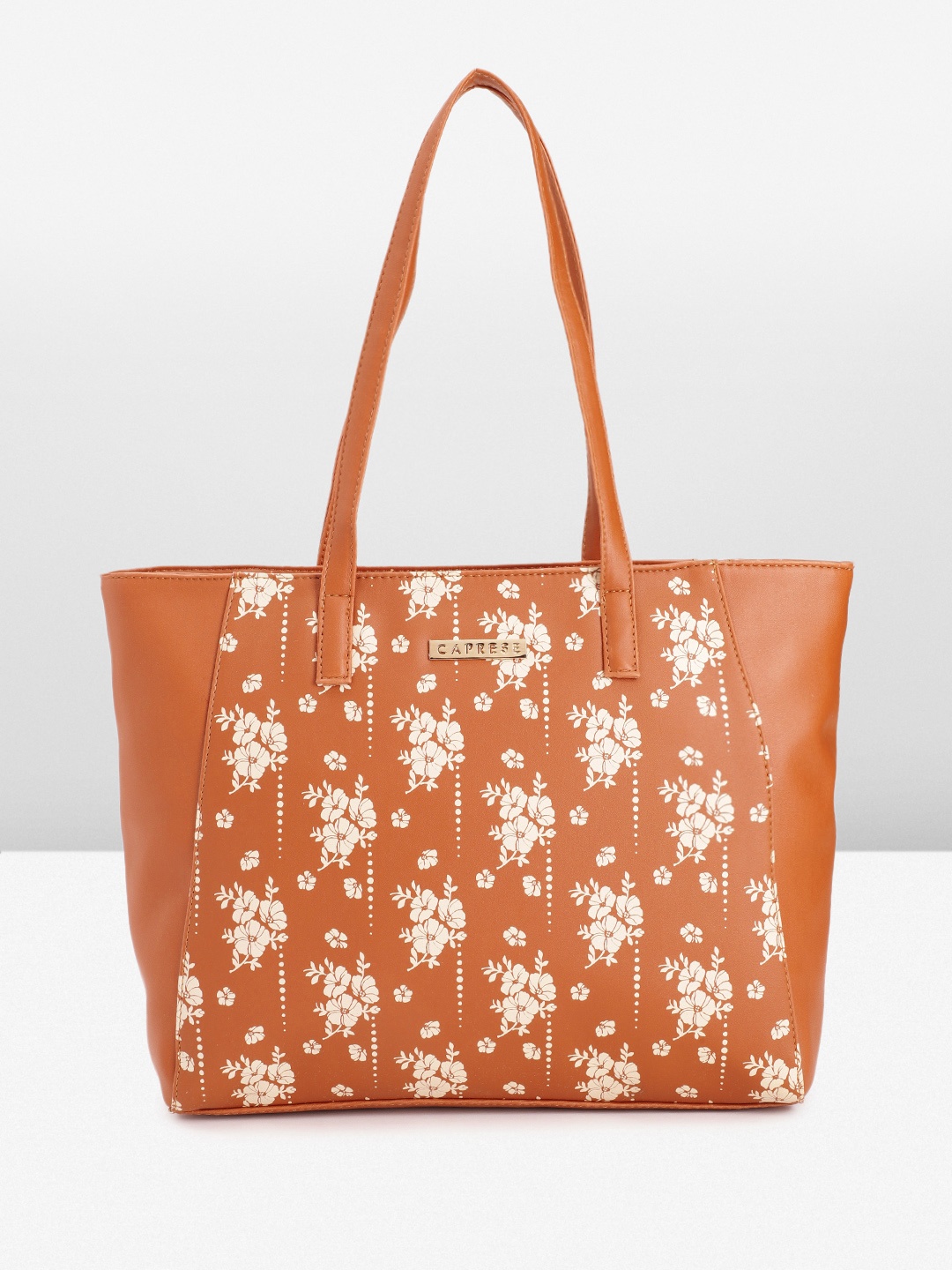 

Caprese Floral Printed Structured Shoulder Bag, Brown