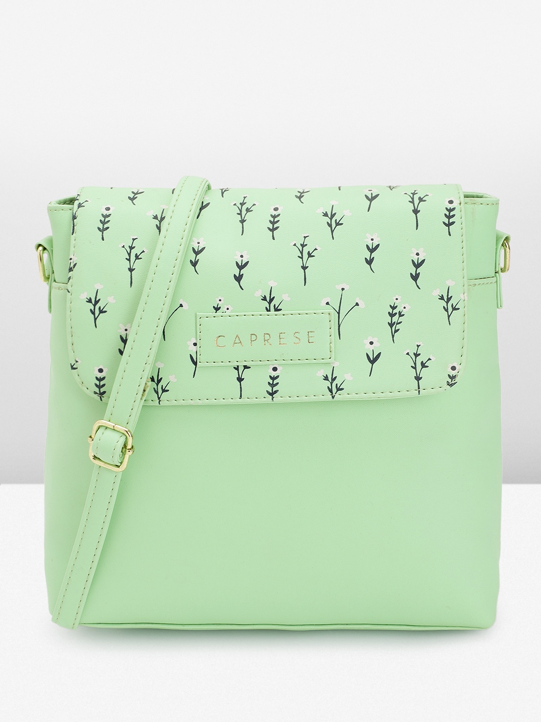 

Caprese Solid Structured Sling Bag, Green