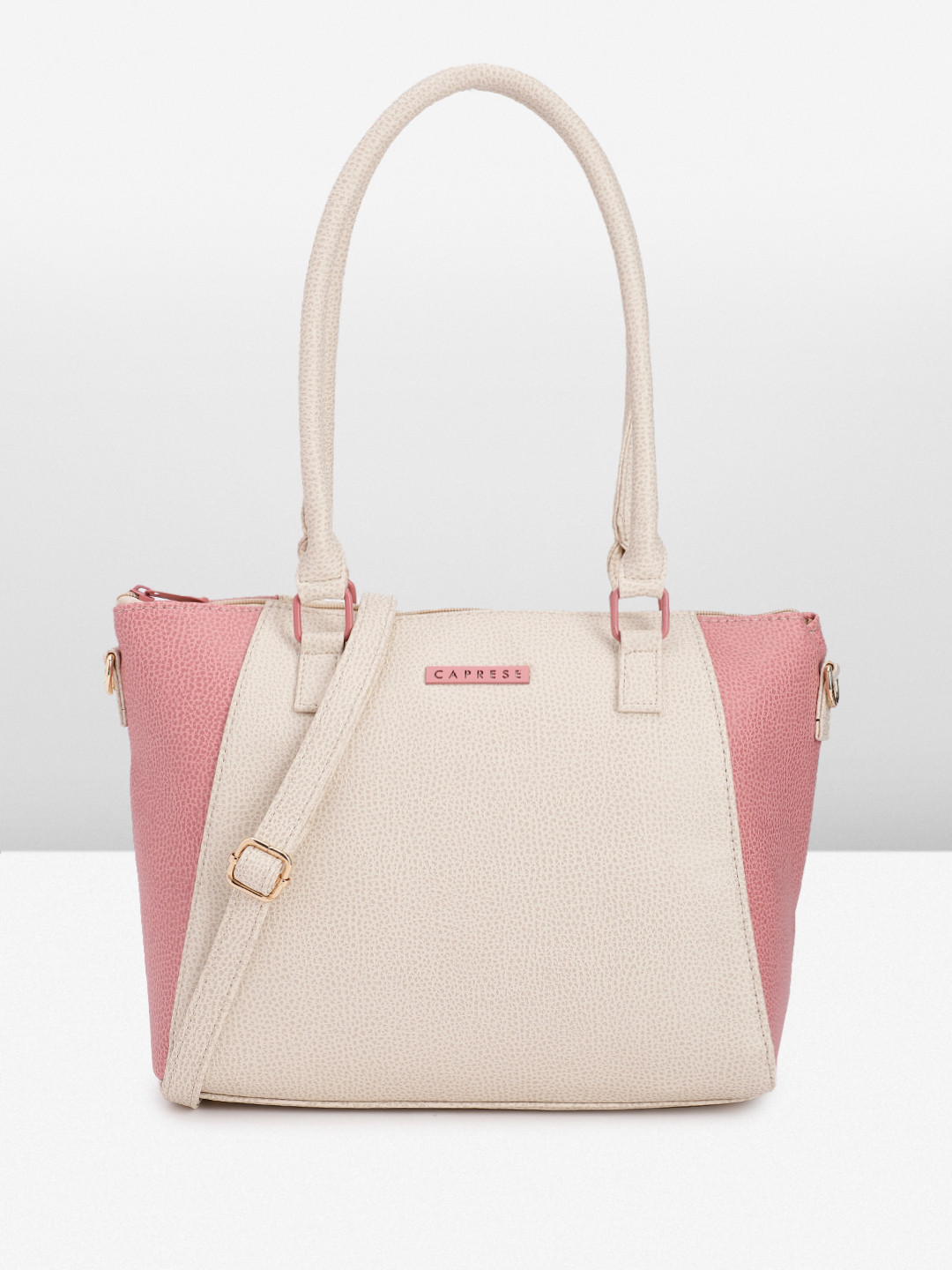 

Caprese Colourblocked Structured Shoulder Bag, Beige