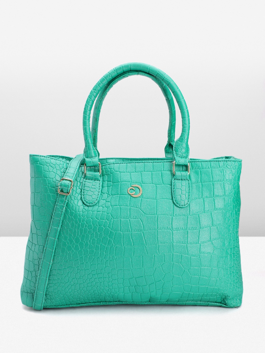 

Caprese Croc Textured Structured Handheld Bag, Green