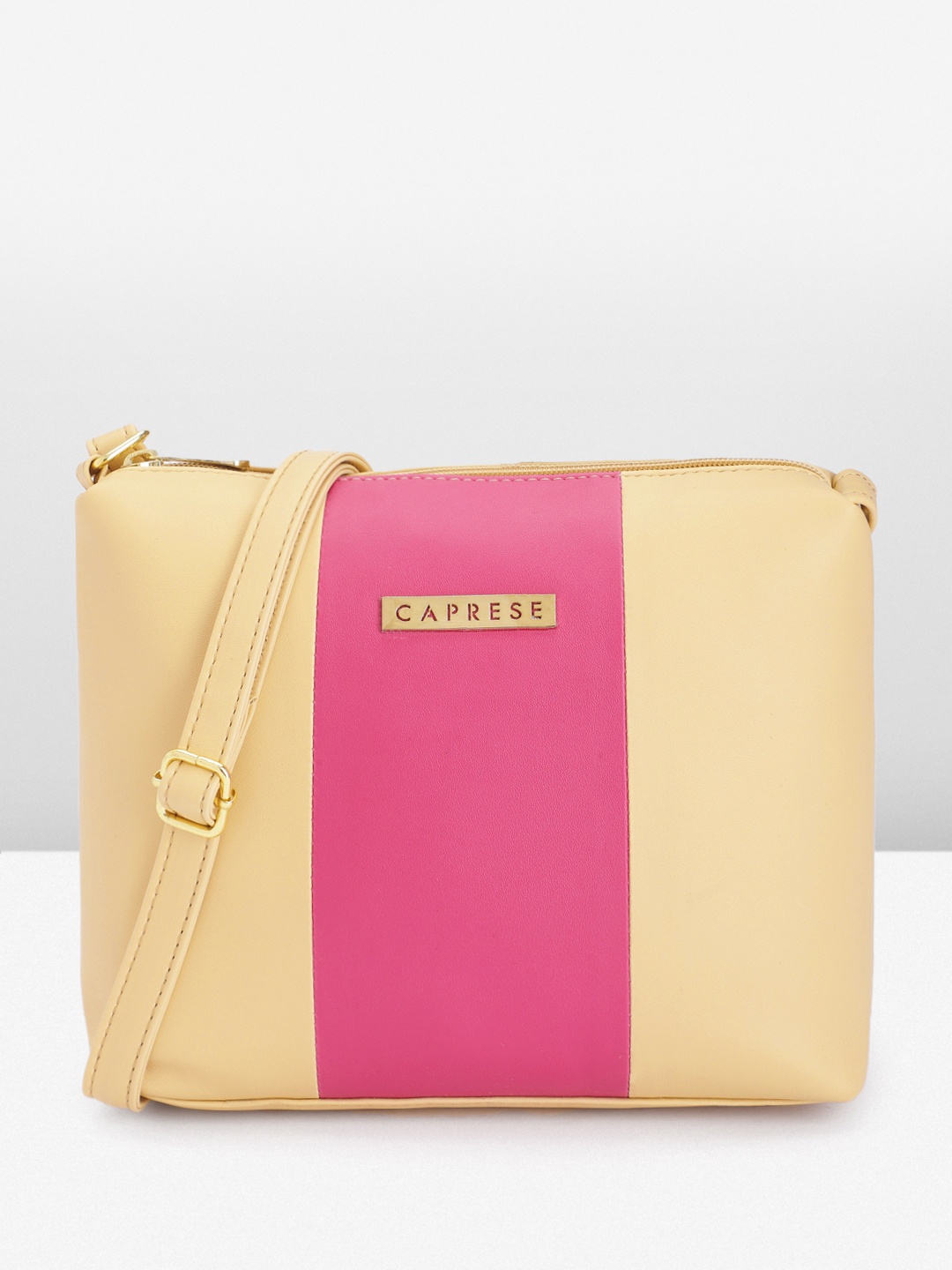 

Caprese Colourblocked Structured Sling Bag, Cream