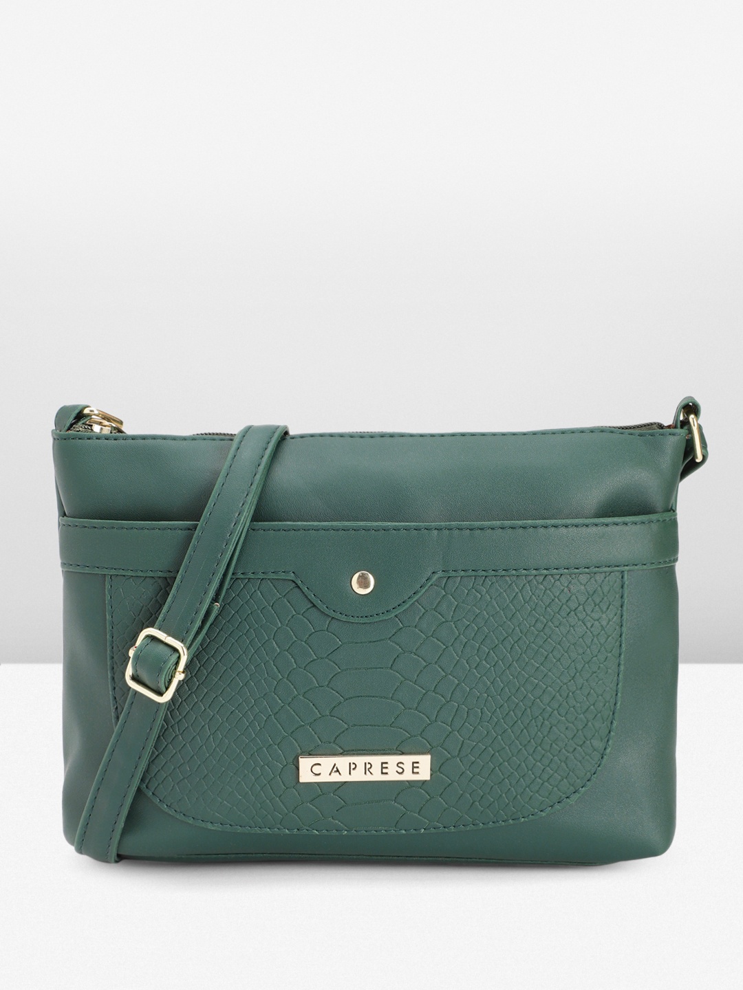 

Caprese Minimal Animal Textured Structured Sling Bag, Green