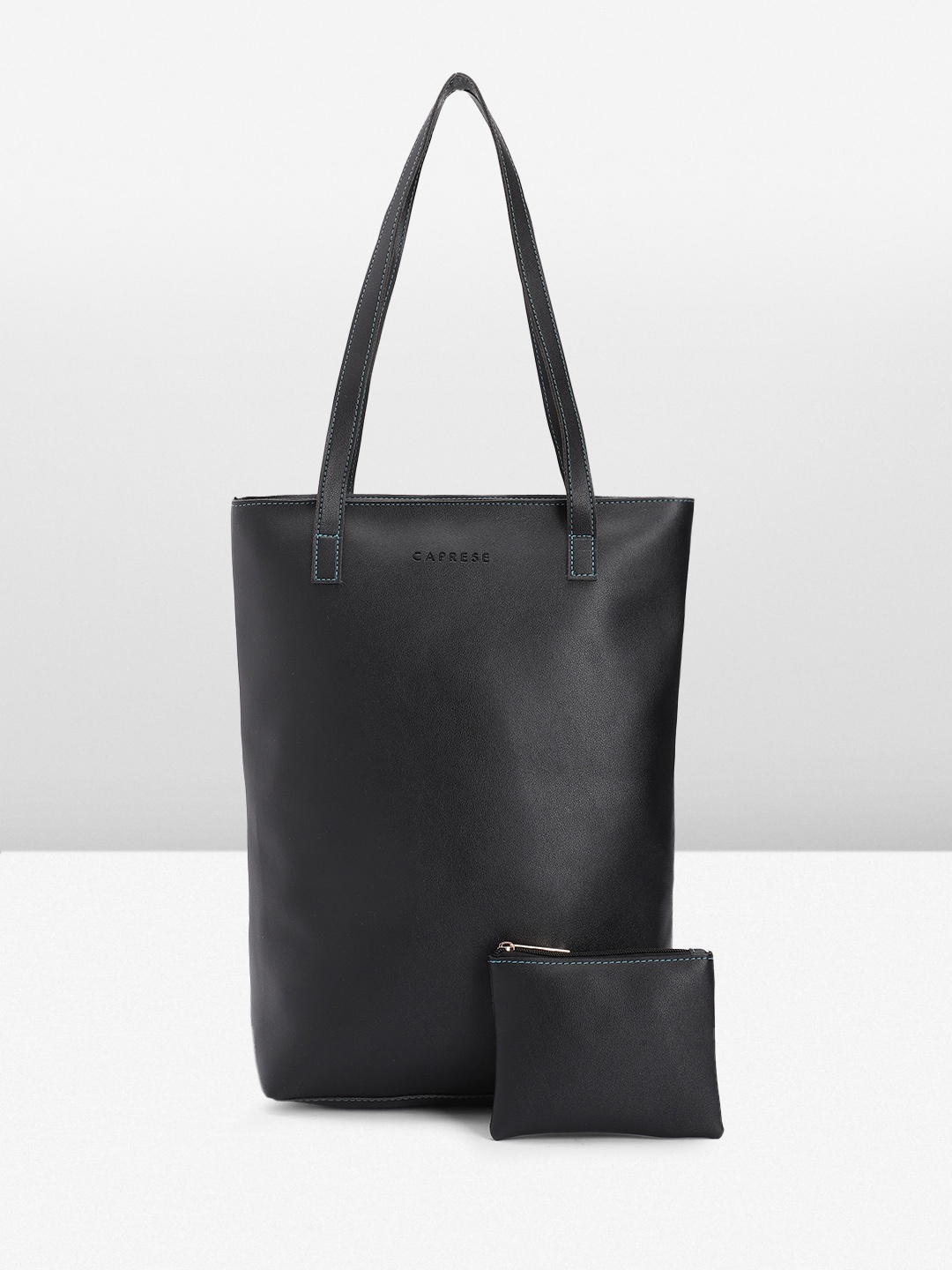 

Caprese Solid Structured Tote Bag With A Pouch, Black