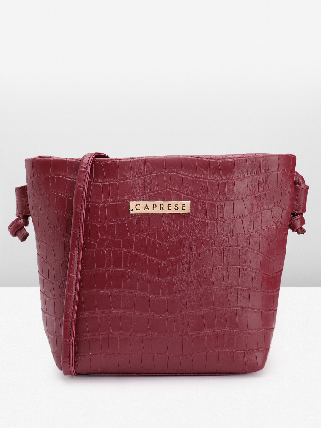 

Caprese Croc Textured Structured Sling Bag, Maroon