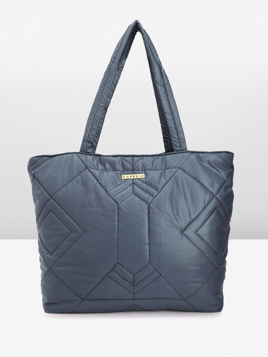 

Caprese CLARA Self Design Oversized Shoulder Bag with Quilted Detail, Navy blue