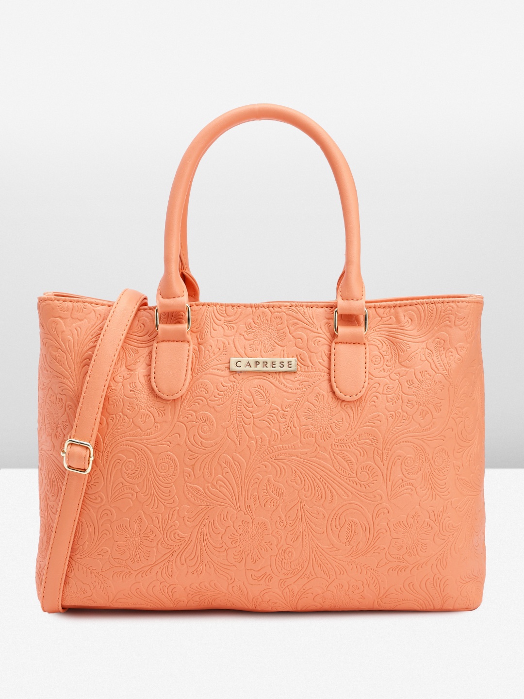 

Caprese Women Textured Handheld Bag, Peach