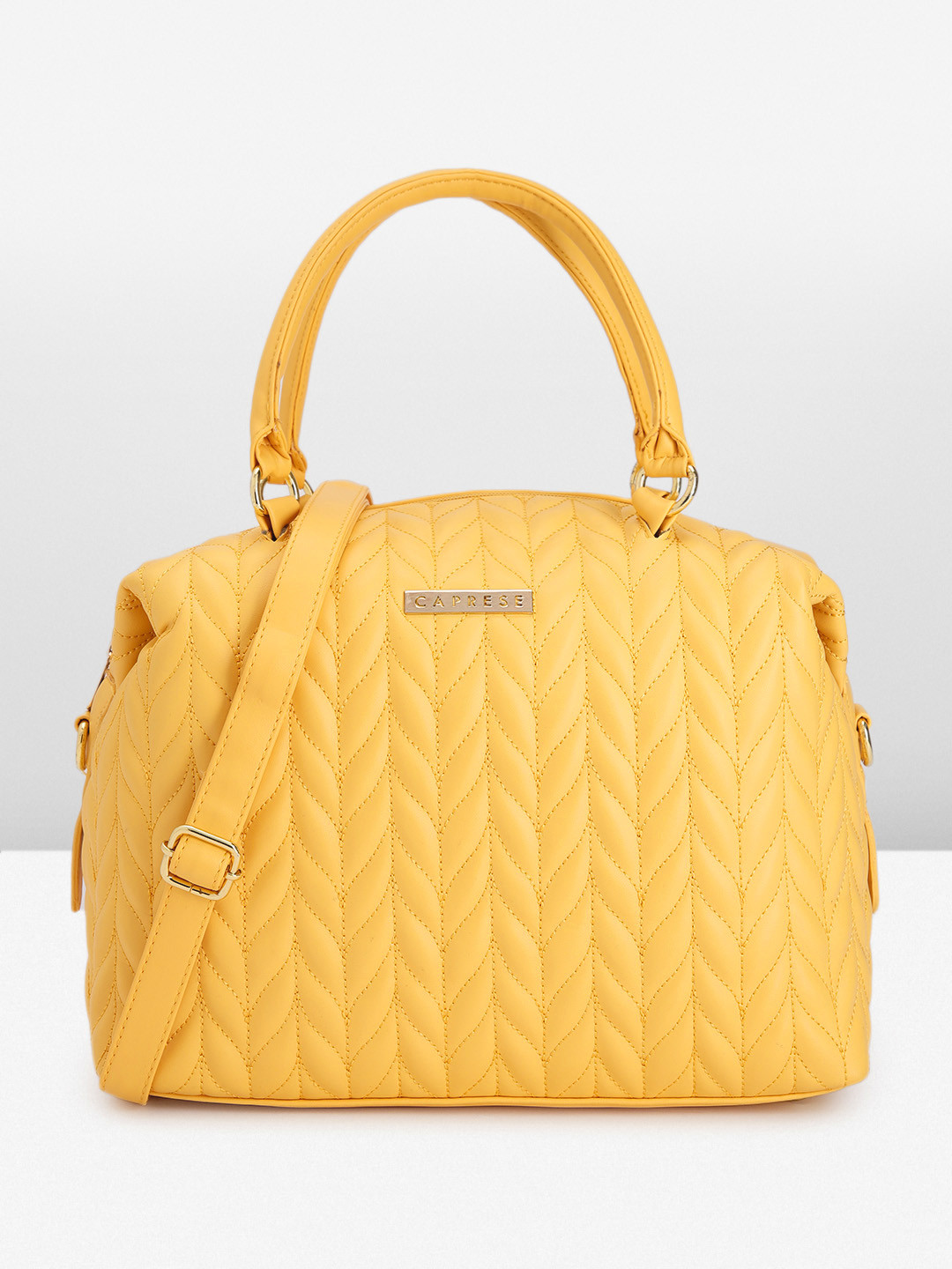 

Caprese Structured Handheld Bag, Yellow