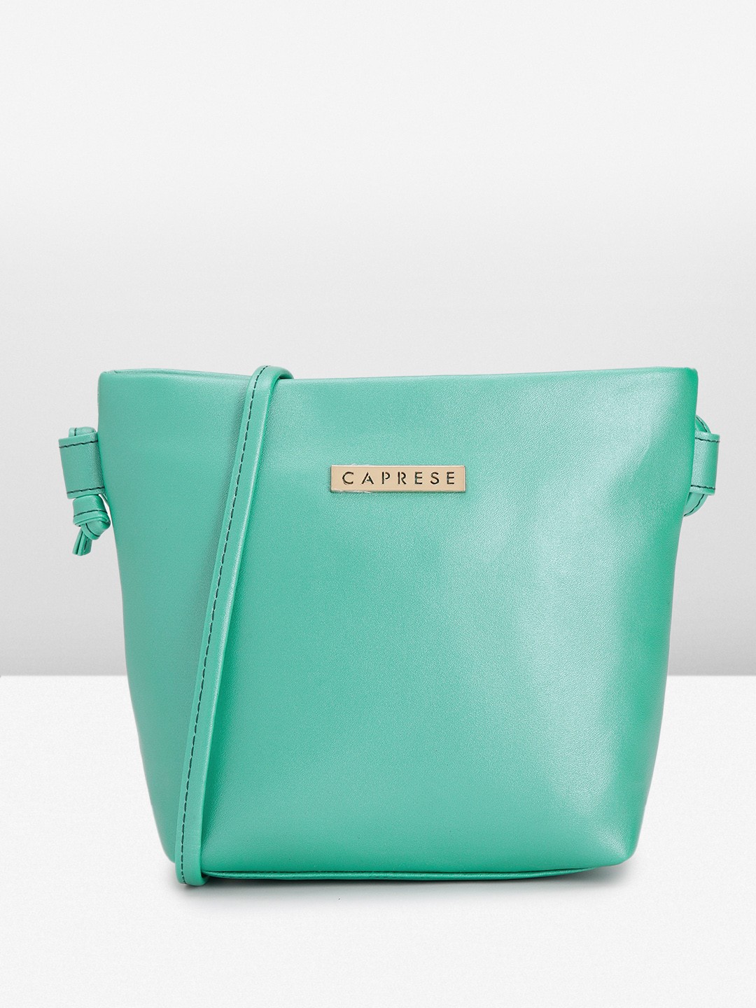 

Caprese Solid Metallic Shine Effect Structured Sling Bag, Green