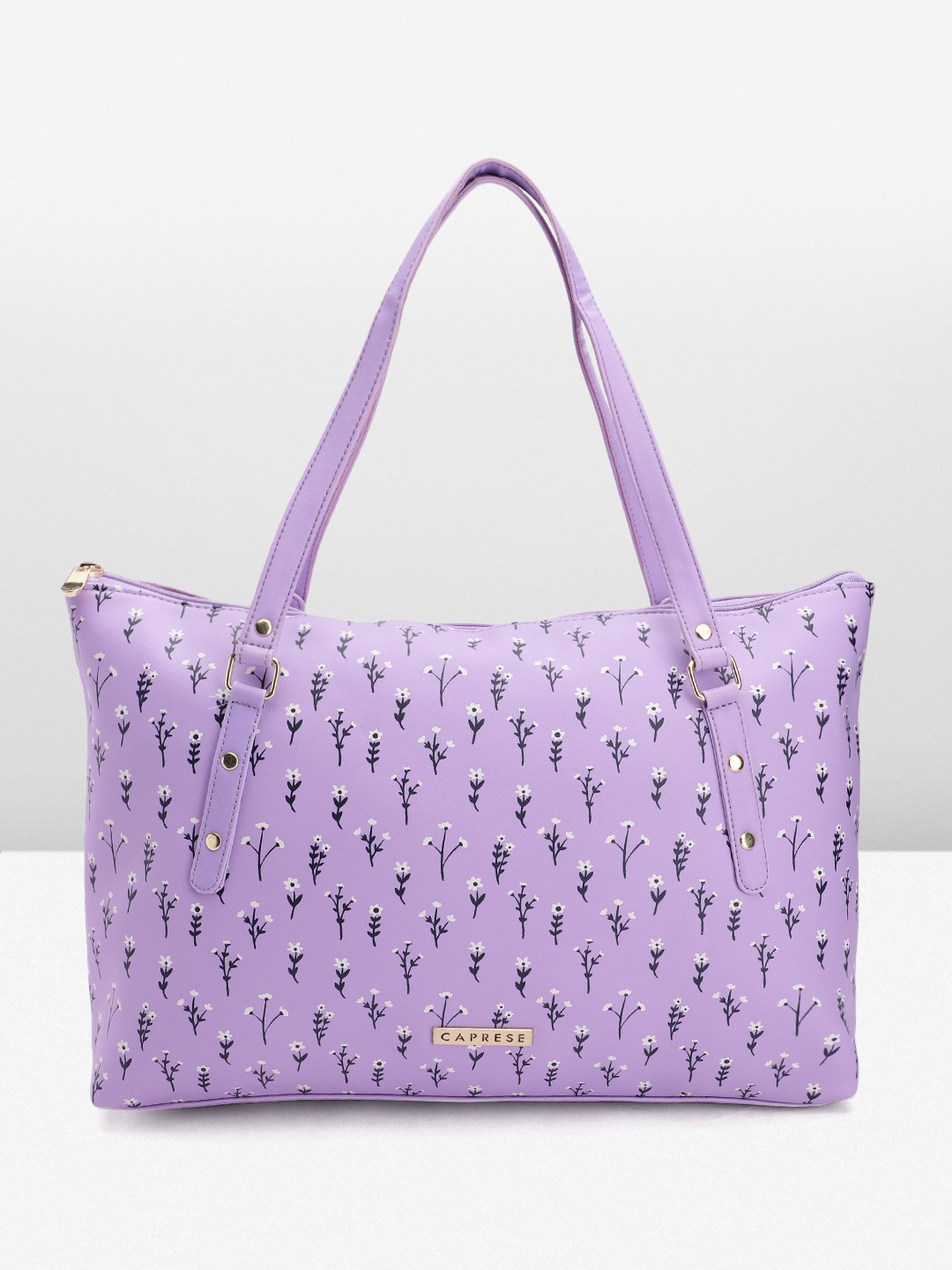 

Caprese Floral Printed Structured Shoulder Bag, Purple
