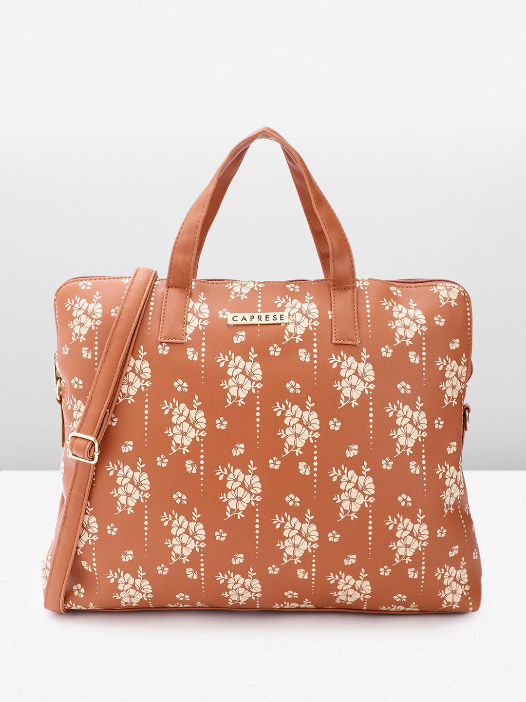 

Caprese Women Floral Printed Handheld Bag, Tan