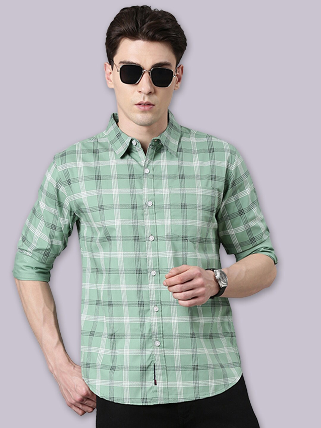 

Joven Men Tartan Checks Opaque Checked Casual Shirt, Green