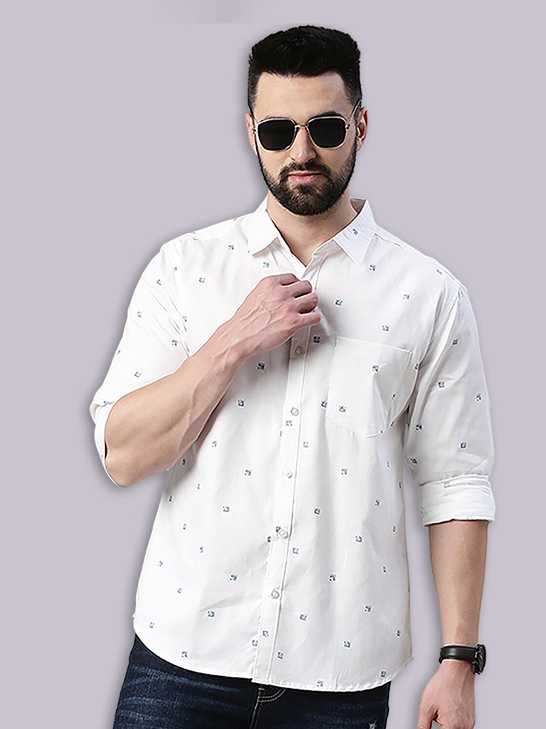 

Joven Opaque Printed Casual Shirt, White