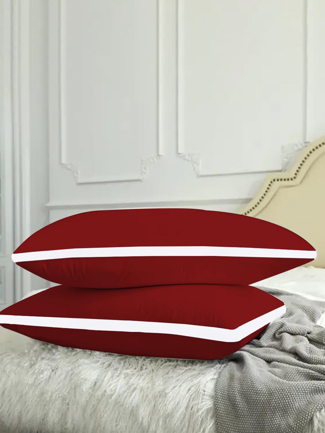 

Adbeni Maroon & White 2 Pieces Breathable Sleeping Pillows