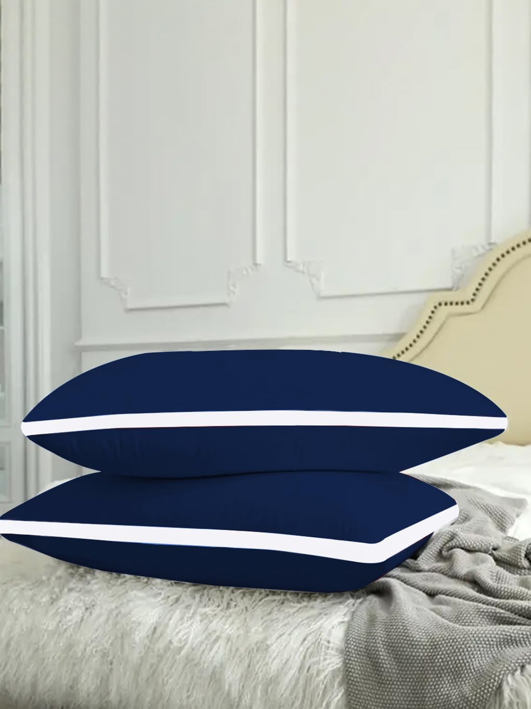 

Adbeni Navy Blue & White 2-Pieces Breathable Sleeping Pillows