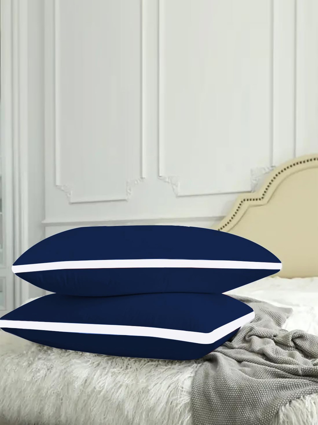 

Adbeni Navy Blue & White 2-Pieces Breathable Sleeping Pillows