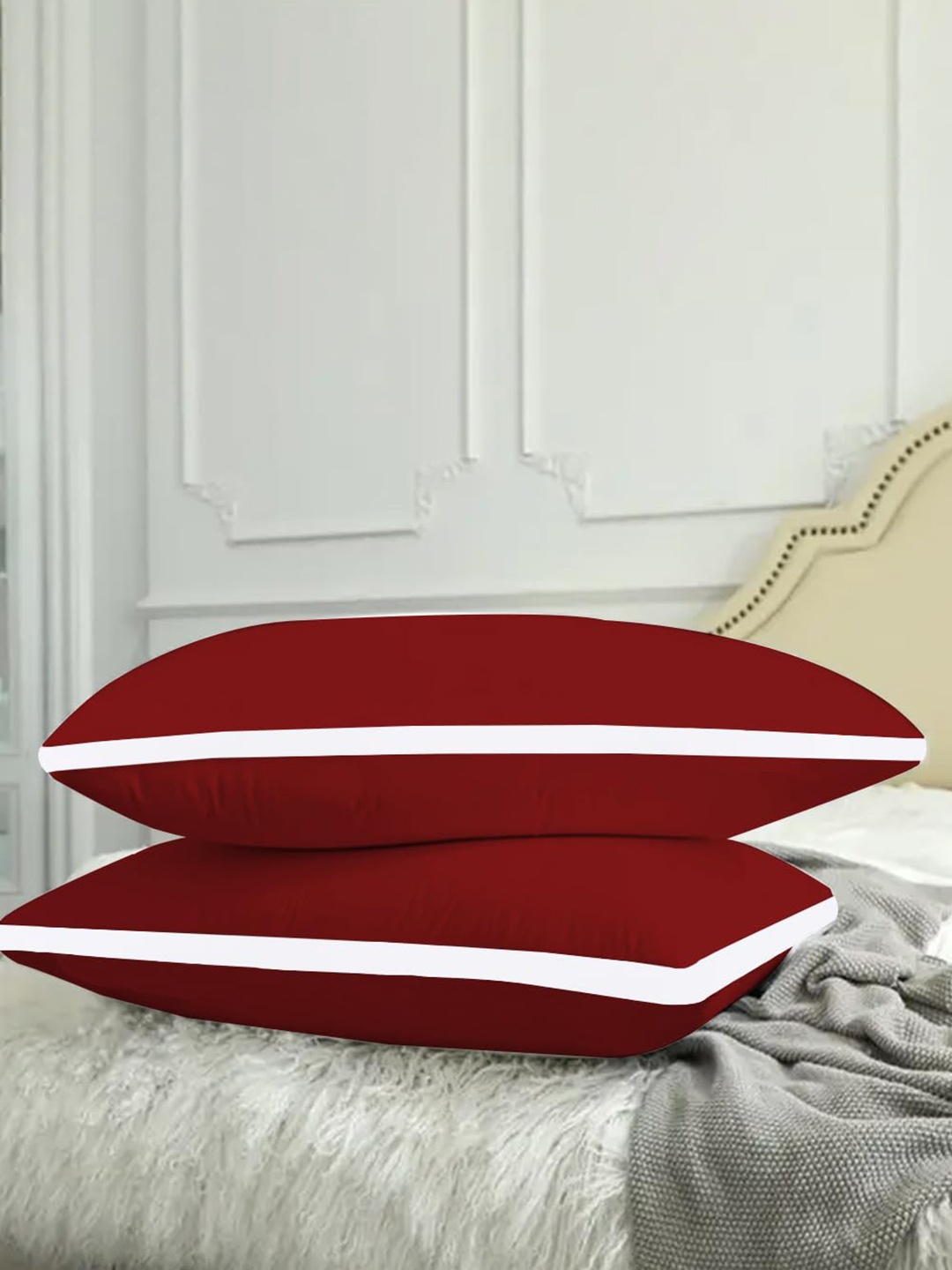 

Adbeni Maroon & White 2 Pieces Breathable Sleeping Pillows