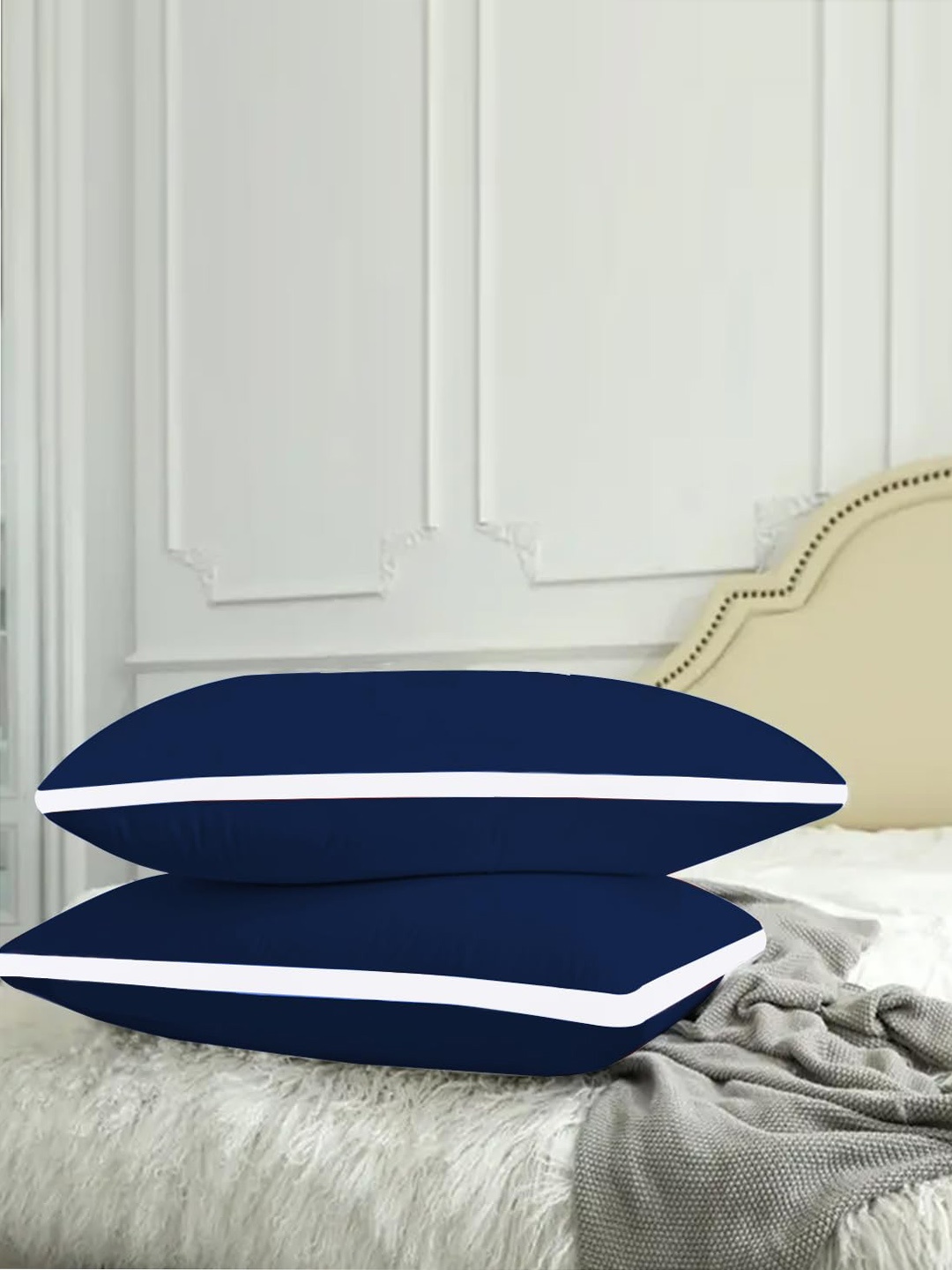 

Adbeni 2-Pcs Navy Blue & White Breathable Sleeping Pillows