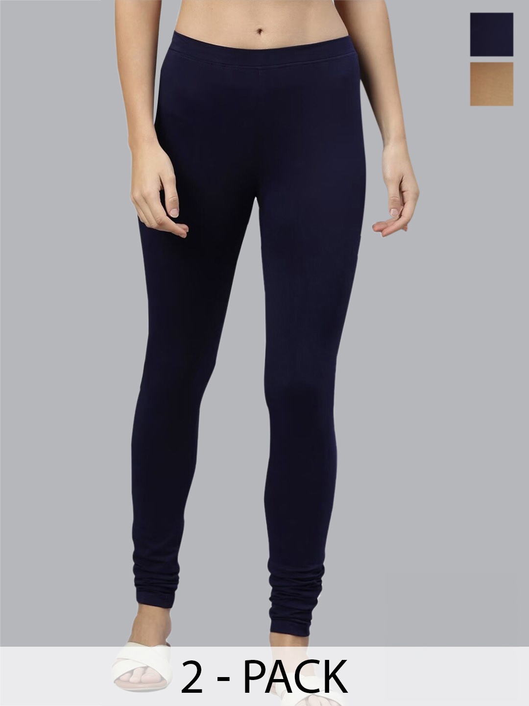 

Kryptic Pack Of 2 Churidar Length Leggings, Navy blue