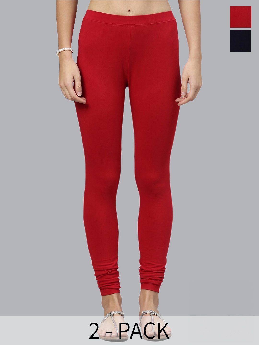 

Kryptic Pack Of 2 Churidar-Length Cotton Leggings, Navy blue