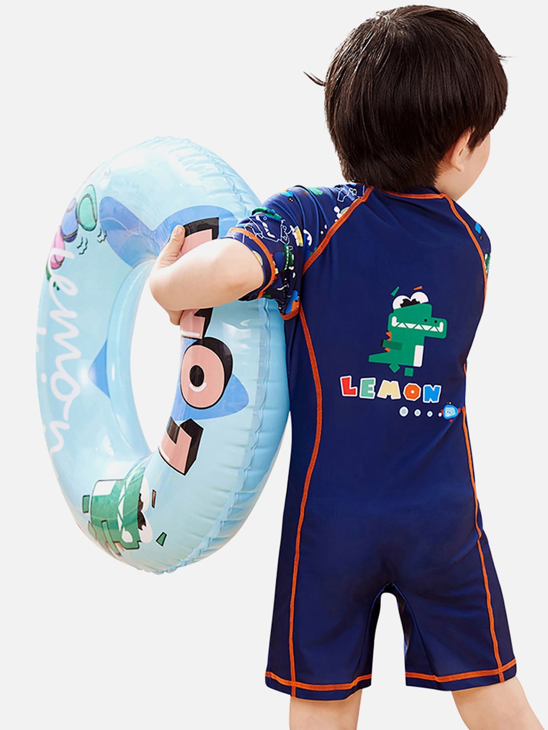 

Little Surprise Box LLP Kids Printed Swimwear With Swim Cap, Blue