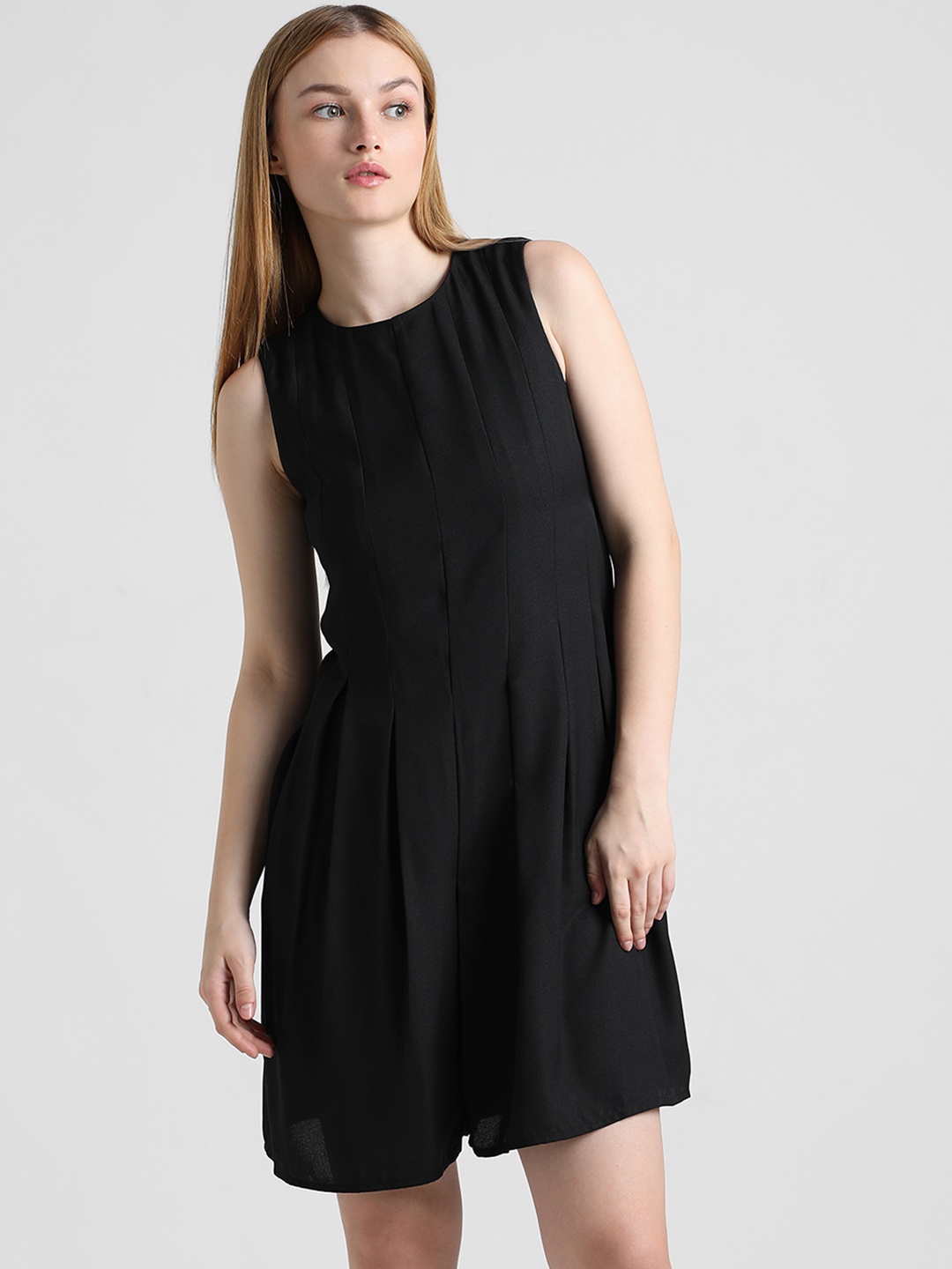 ONLY Round Neck Sleeveless Playsuit, Black