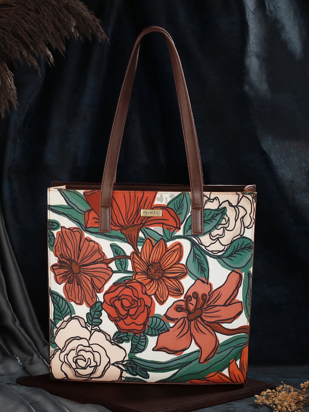 

Priyaasi Floral Printed Structured Shoulder Bag, Off white