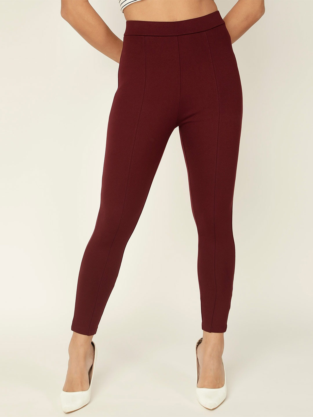 

Mast & Harbour Woven Skinny Fit Jeggings, Maroon