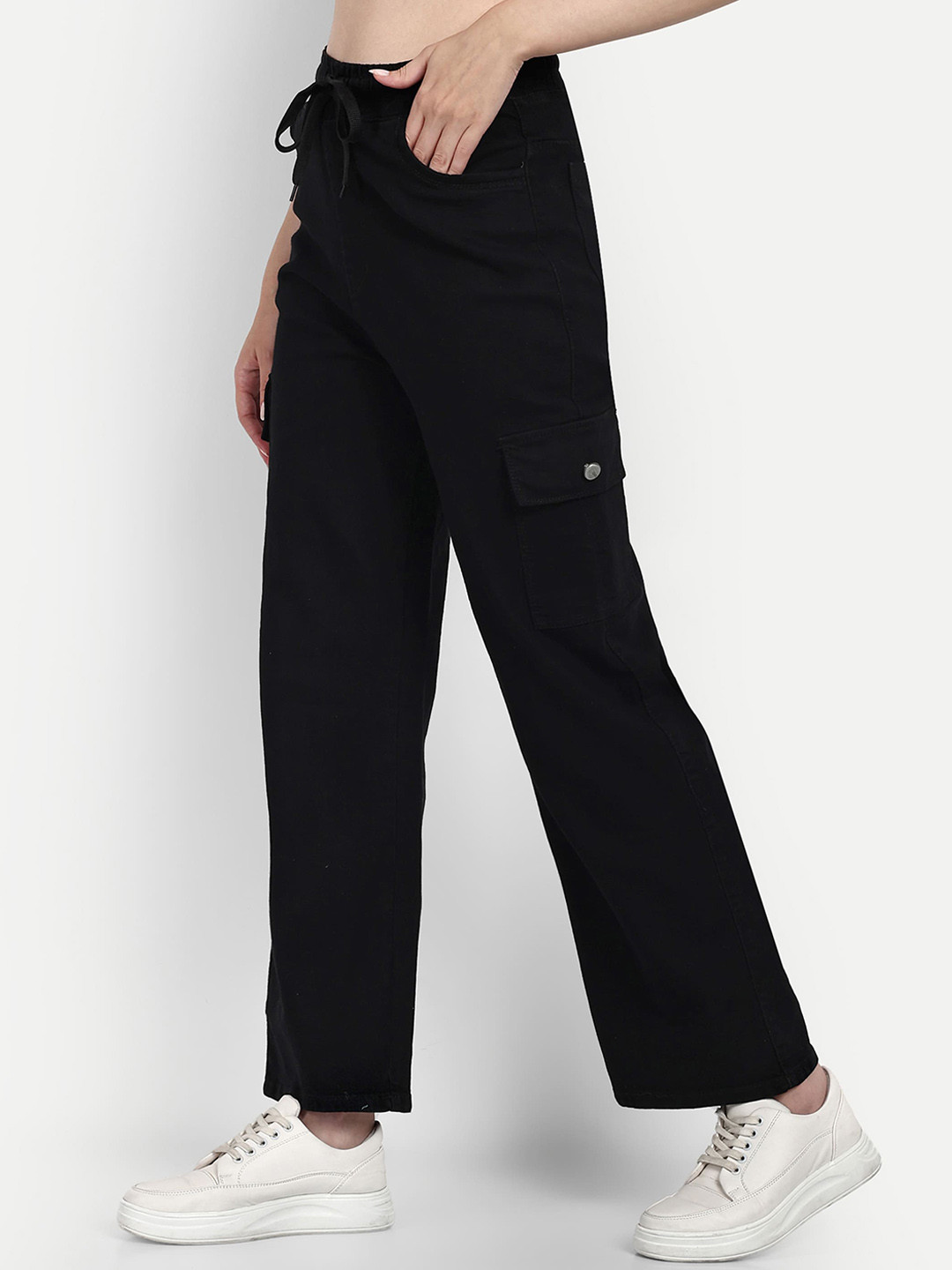 

Next One Women Smart Wide Leg High-Rise Clean Look Stretchable Jeans, Black