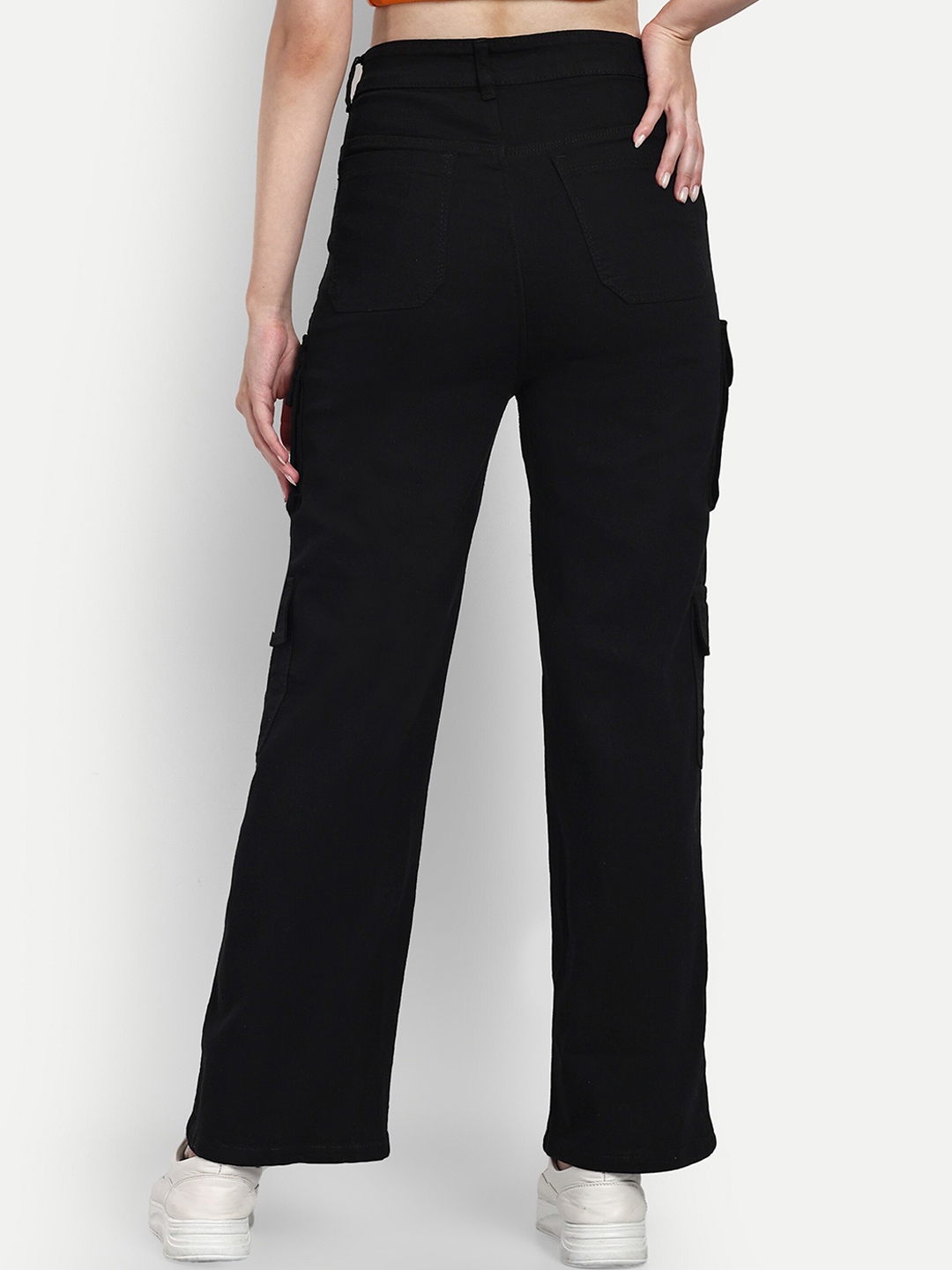 

Next One Women Smart Wide Leg High-Rise Clean Look Stretchable Jeans, Black