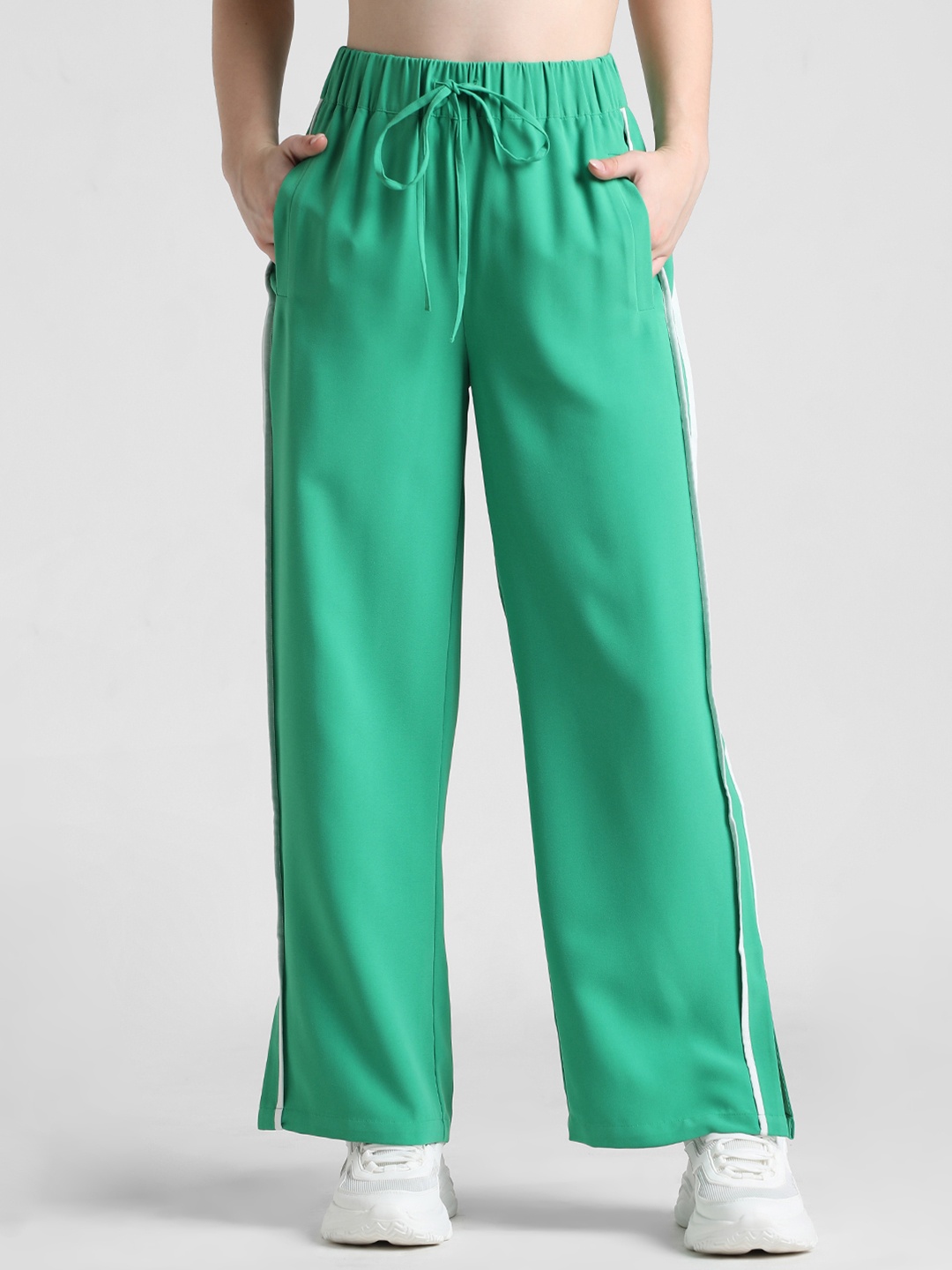 ONLY Women Mid-Rise Track Pants, Green