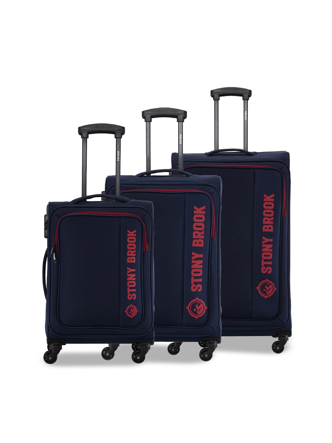 

Stony Brook by Nasher Miles Set of 3 Brand Logo Printed Soft Side Blue Trolley Bag