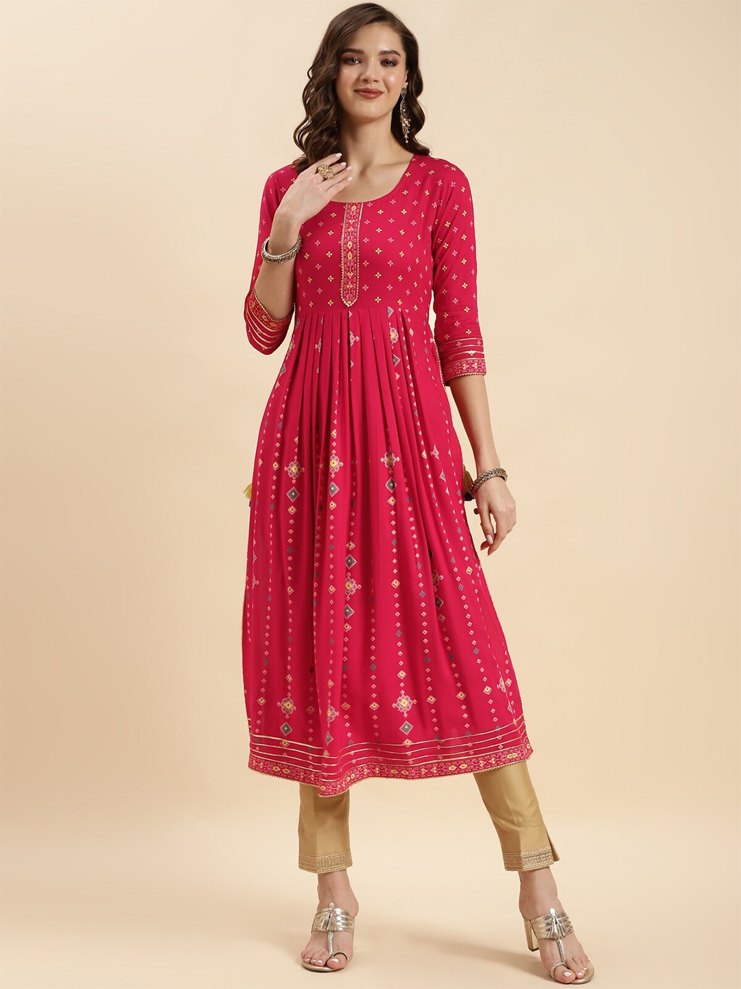 

Rangita Ethnic Motifs Printed Kurta, Pink
