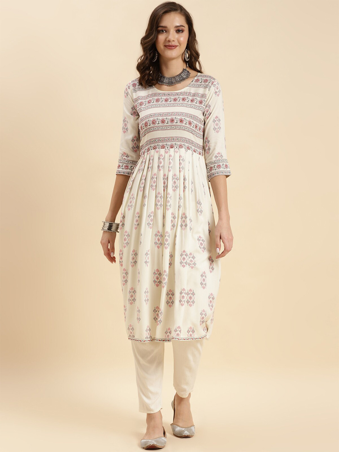 

Rangita Printed Anarkali Kurta, White