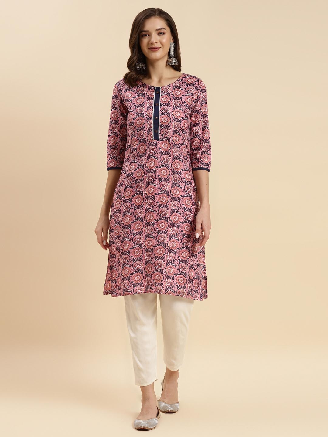 

Rangita Floral Printed Pure Cotton Kurta, Pink