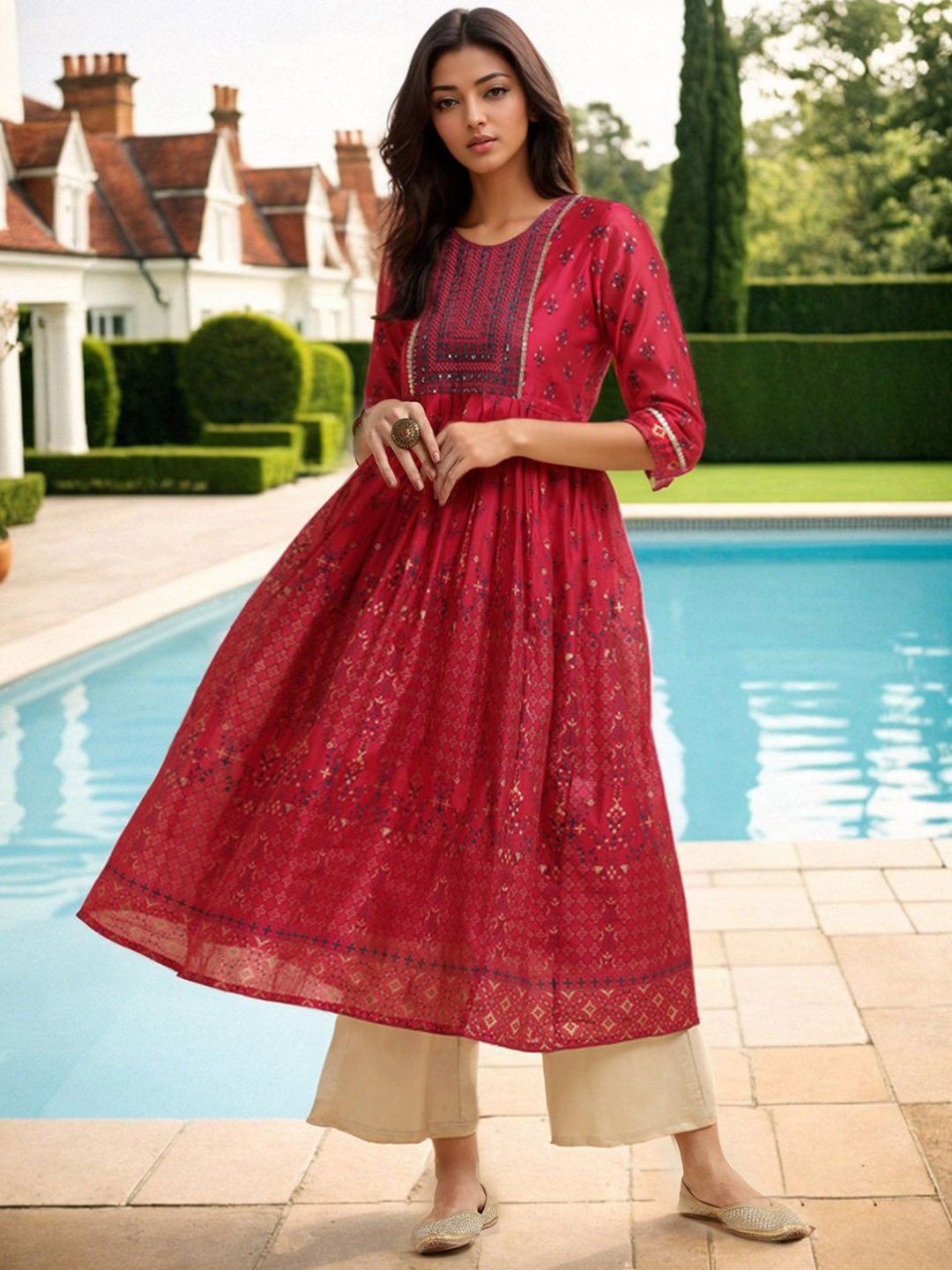 

Rangita Embroidered Anarkali Kurta, Pink