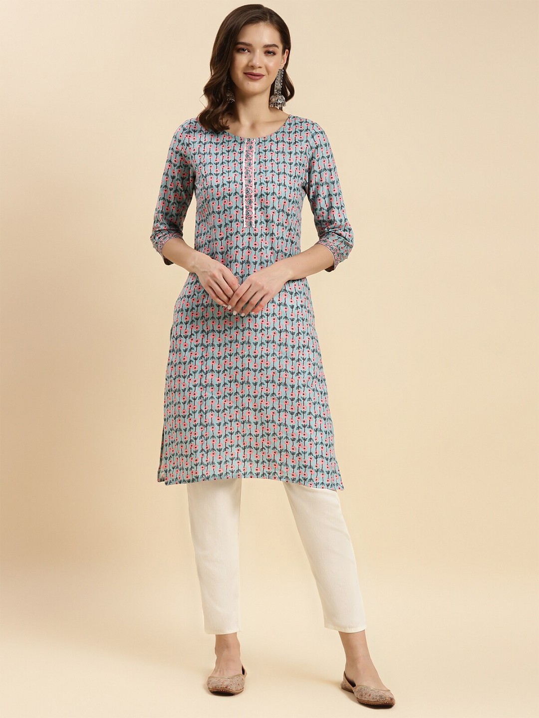 

Rangita Printed Straight Kurta, Sea green