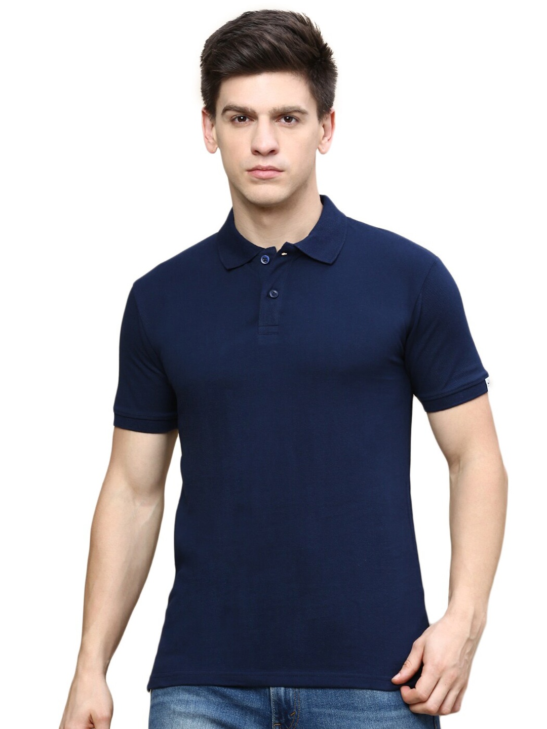 

Urban Dog Polo Collar Pure Cotton T-Shirt, Navy blue