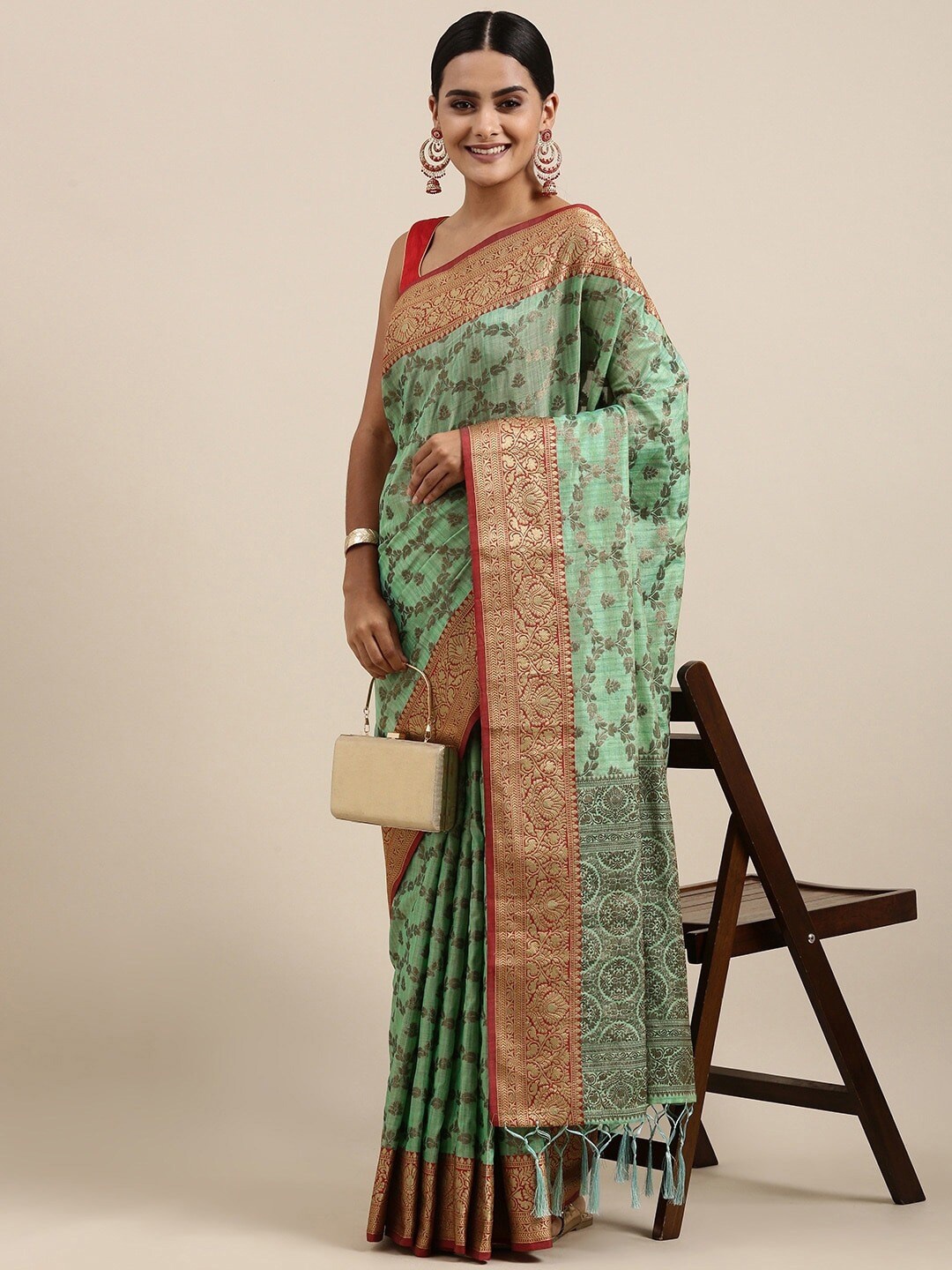 

Mitera Ethnic Motifs Woven Design Zari Banarasi Saree, Blue