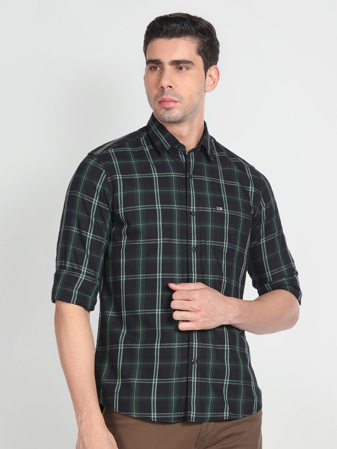 

Arrow Sport Checked Slim Fit Comfort Cotton Casual Shirt, Green