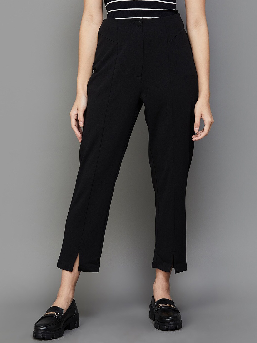 

CODE by Lifestyle Women Mid-Rise Culottes Cropped Trousers, Black