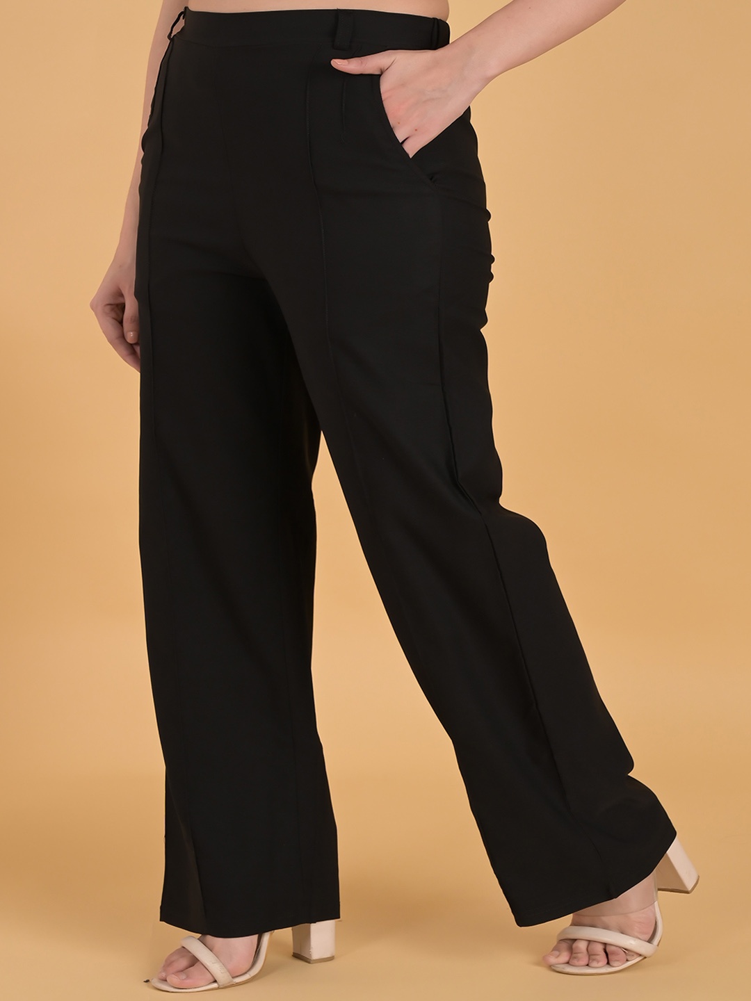 

FUBAR Women High-Rise Easy Wash Parallel Trousers, Black