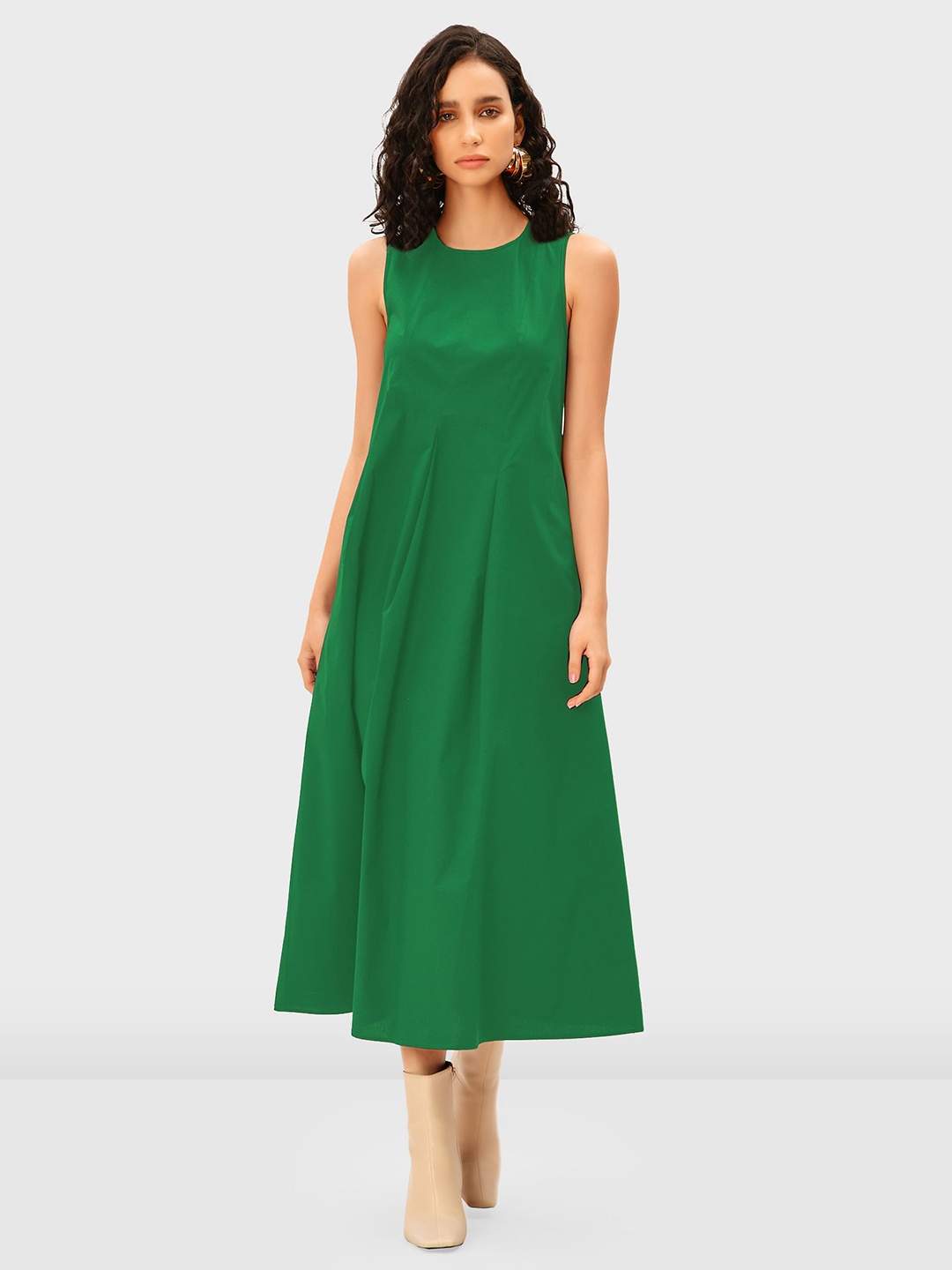 

Zapelle Cotton A-Line Midi Dress, Green