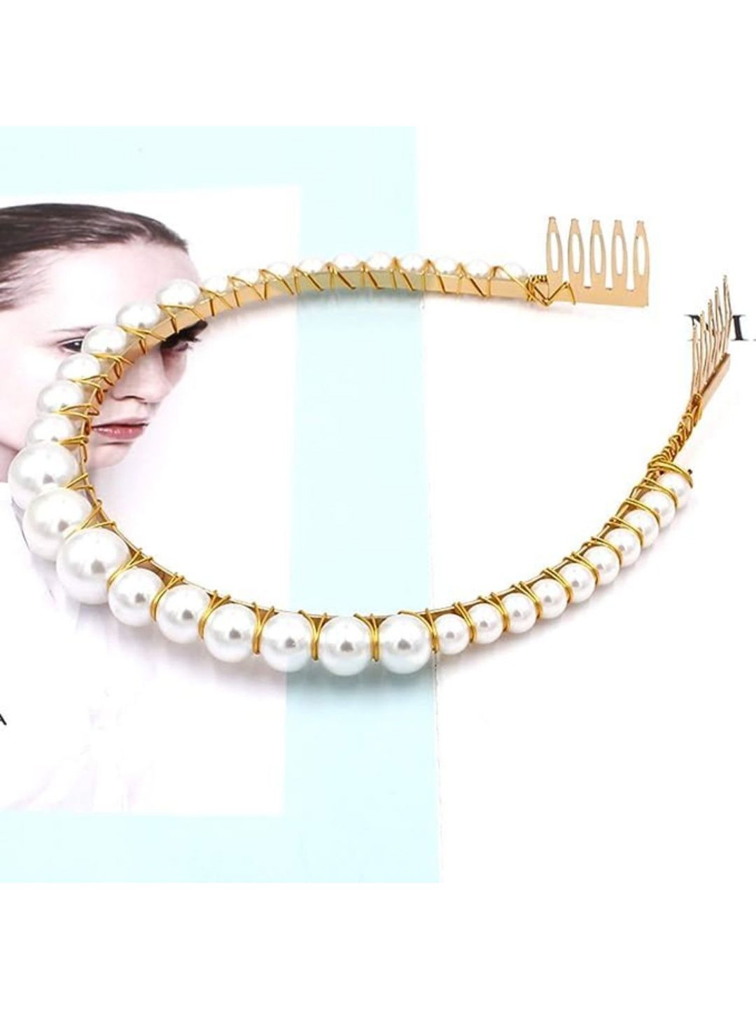 

DN Creation Gold-Plated Pearl Beaded Hairband